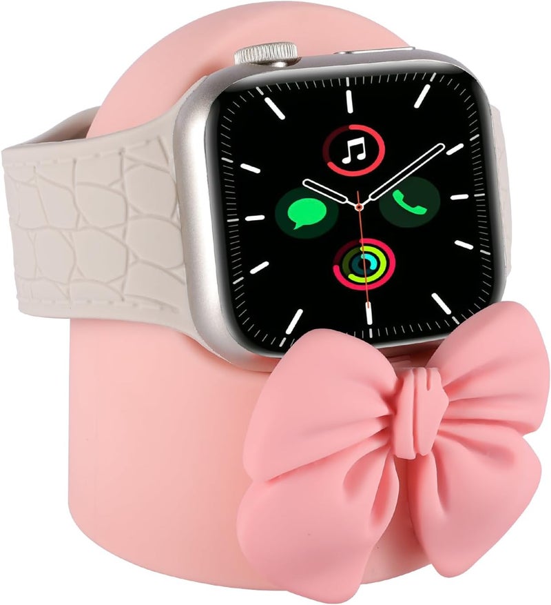 LONGFITE Charger Stand Compatible with Apple Watch Series 49/46/45/44/42/41/40/38mm iWatch Ultra2/Ultra/10/9/8/SE2/7/6/SE/5/4/3/2/1,Silicone Charging Dock Organizer Supports Night Stand Mode - Image 1